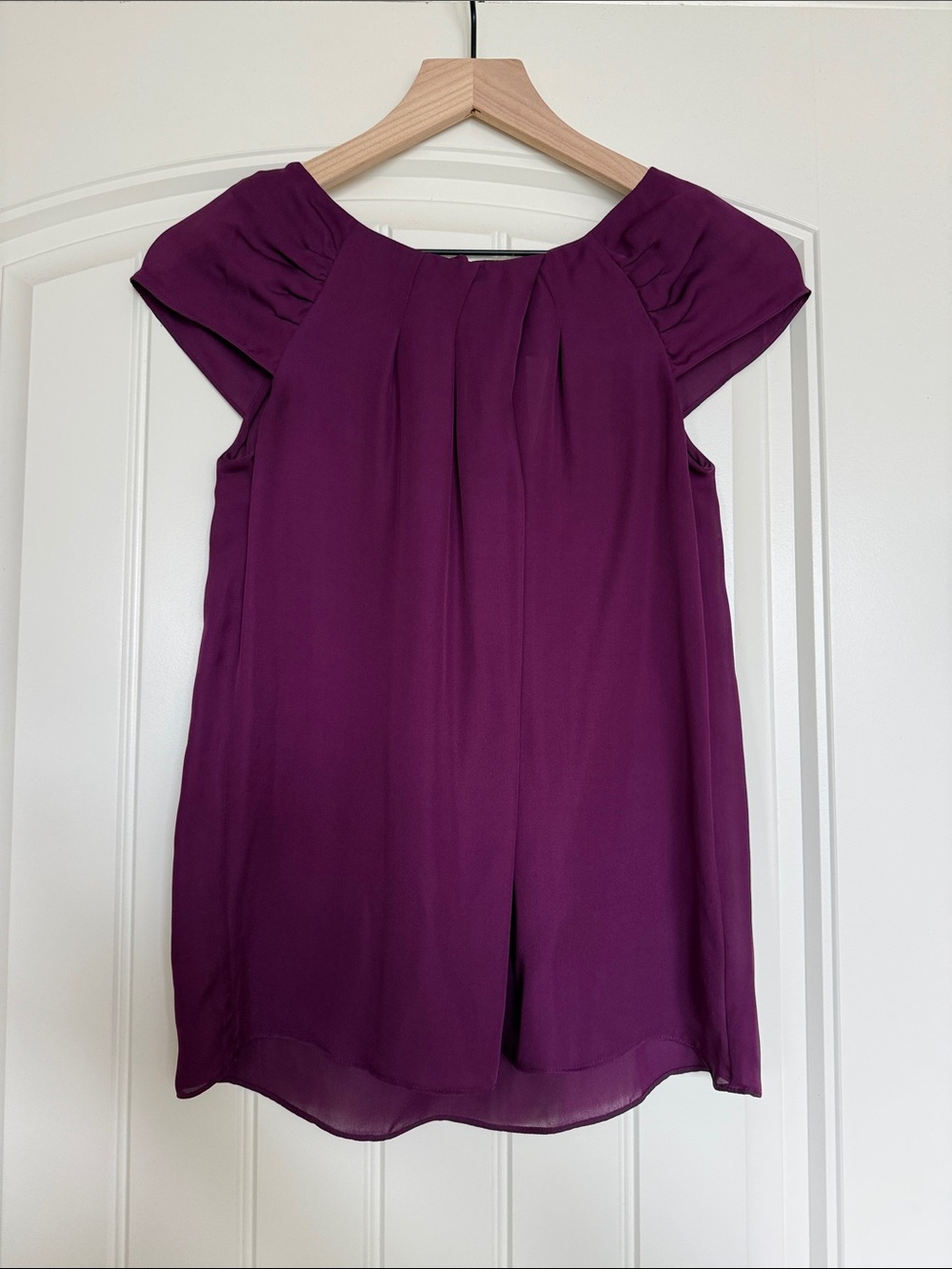 Banana Republic Plum Pleated Cap-Sleeve Blouse